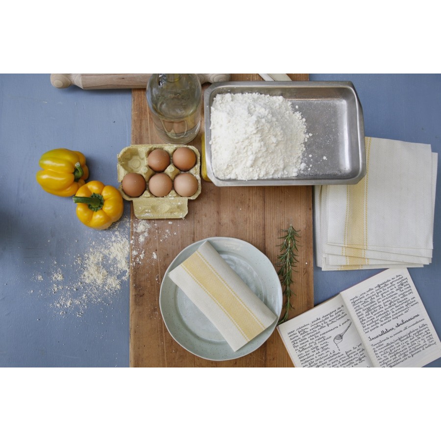 Serviette Kitchen Jaune - 40x40 cm - Pliage 1/8