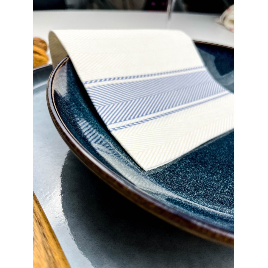 Serviette Kitchen Bleu - 30x40 cm - Pliage 1/4