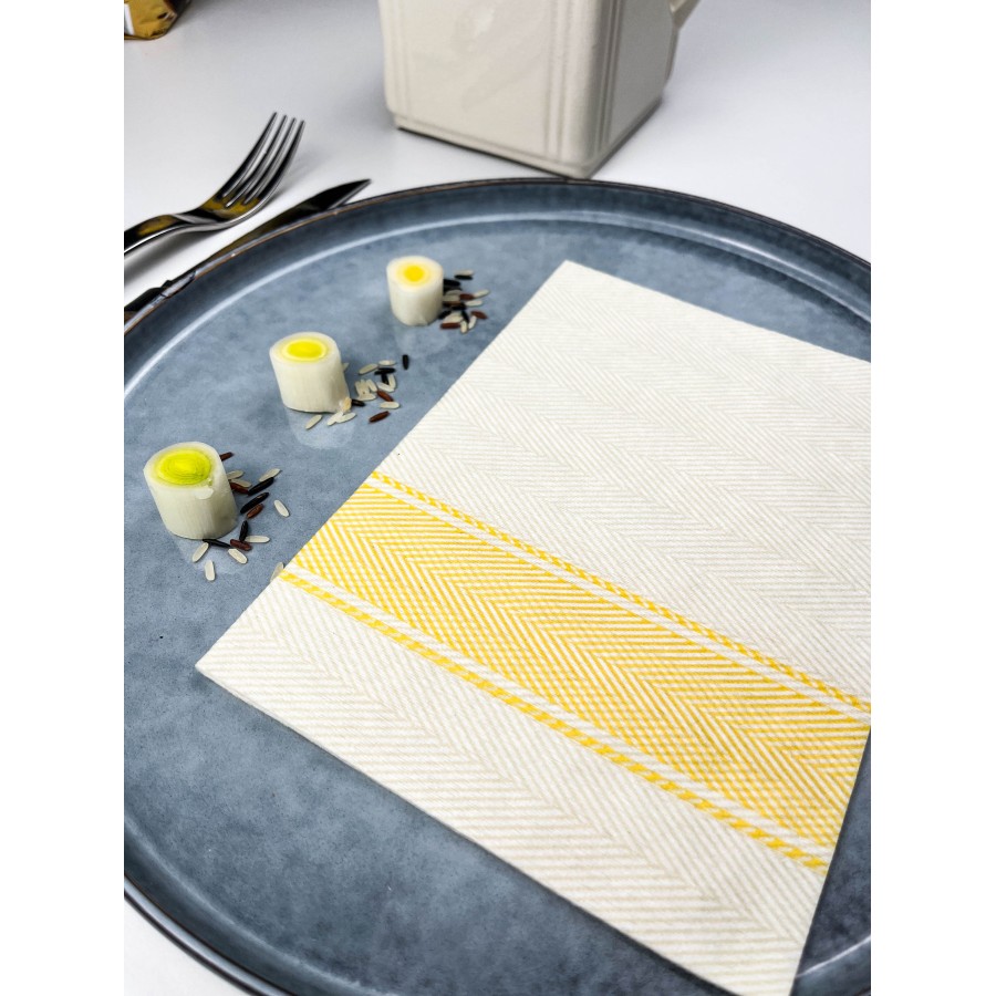 Serviette Kitchen Jaune - 30x40 cm - Pliage 1/4