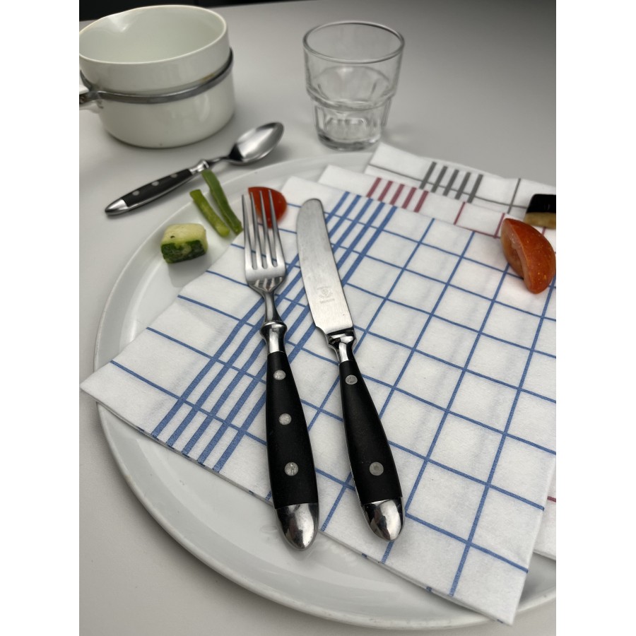 Serviette Bistrot Bleu - 40x40 cm - Pliage 1/4