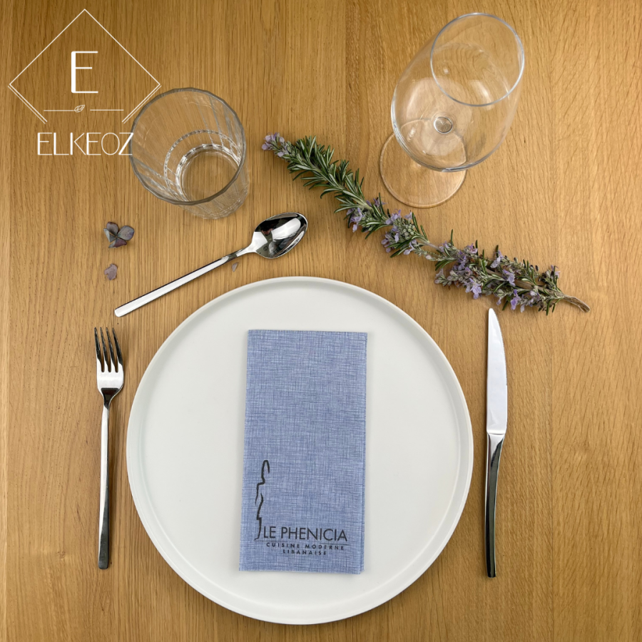 Serviette Easy Bleu - 40x40 cm - Pliage 1/8
