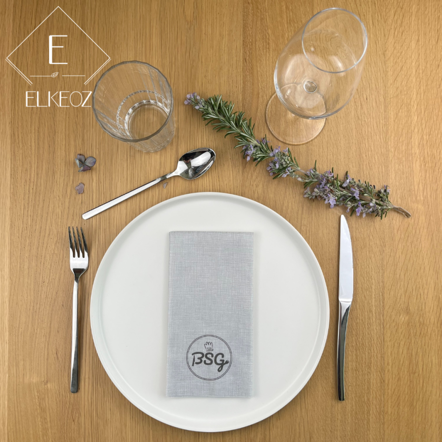 Serviette Easy Gris Clair - 30x40 cm - Pliage 1/6