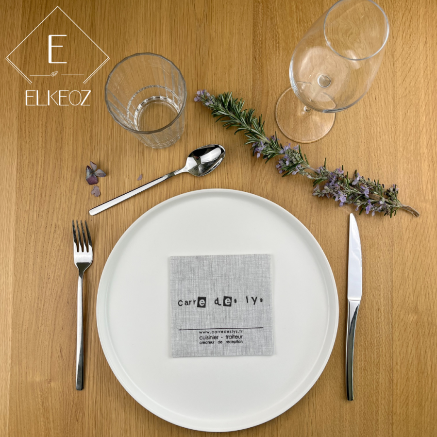 Serviette Easy Gris Clair - 25x25 cm - Pliage 1/4