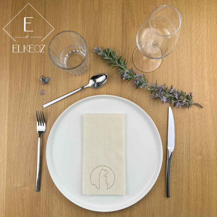 Serviette Tirolo Champagne - 40x40 cm - Pliage 1/8