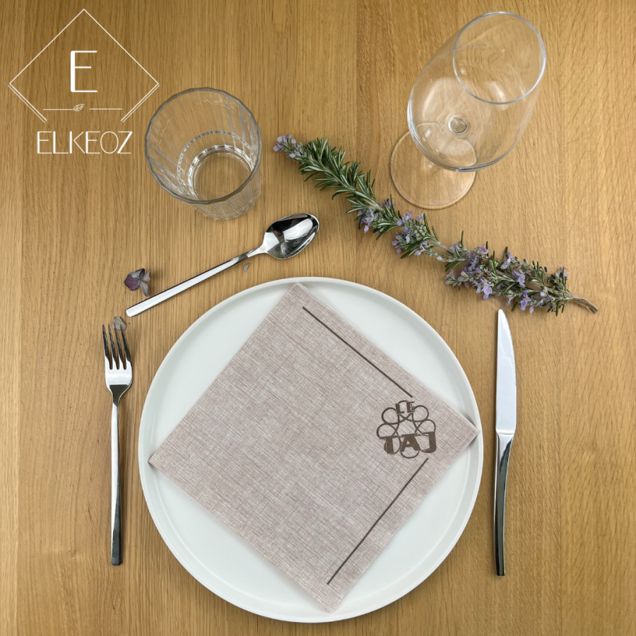 Serviette Easy Cacao - 40x40 cm - Pliage 1/4