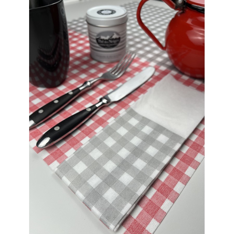 Serviette Trattoria Gris Clair - 30x40 cm - Pliage 1/8